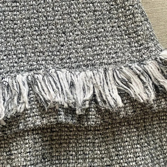 Anthropologie Maeve Tweed A Line Fringe Knit High Waist Mini Skirt Gray White XS - Picture 3 of 10